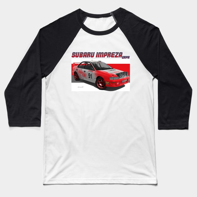 Subaru Impreza GrpA simpson Baseball T-Shirt by PjesusArt